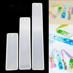 3Pcs DIY Rectangle Silicone Bookmark Mould Making Epoxy Jewelry Resin Mold Craft - Picture 1 of 11