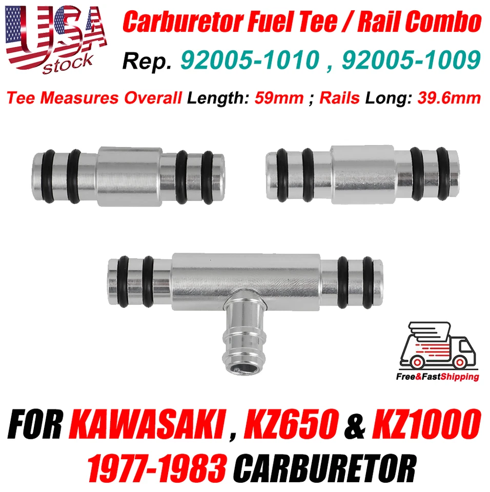 For Kawasaki Carburetor Fuel Tee Rail Combo KZ1000 KZ650 CSR Police 1977-1983 US - Image 1 of 4