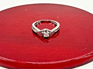1/5 Carat Round Diamond Ladies Engagement Ring, 14k Solid White Gold, Size 5 - Picture 1 of 5