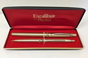 Vintage  Pentel Excalibur Japan Roller Pen and Mechanical Pencil Set with Case. - Picture 1 of 5