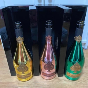Armand De Brignac Ace of Spades Set of 3 Color Empty Bottles Gorgeous w/case - Picture 1 of 2