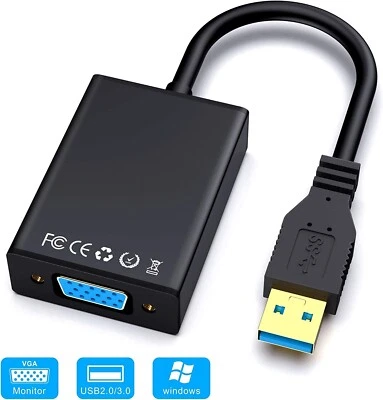 ✅Adattatore USB a VGA, USB 3.0/2.0 a VGA Convertitore 1080P (Maschio a Femmina) - Immagine 1 di 4