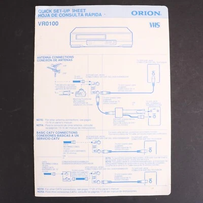 Reproductor VHS de hojas de configuración rápida ORION VCR VR0100 - Imagen 1 de 4