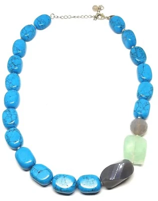 Collar Grueso Piedra Gruta Azul Lia Sophia con Tinte Azul Genuino Howlita y Ágata Foto 1 de 4