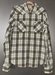 Hollister Shirt Mens XL Long Sleeve Pearl Snap Western Cowboy Rodeo Ranch - Picture 1 of 14
