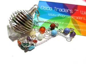 Chakra Cage Pendulum Quartz Pyramid Information Card 10inch Reiki Healing - Picture 1 of 3
