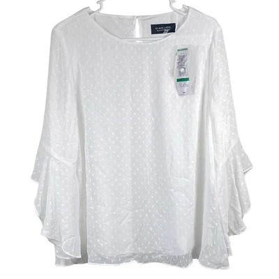 Nuevo con etiquetas Top Black Label By Evan Picone para mujer talla grande blanco mangas 3/4 campana Foto 1 de 4