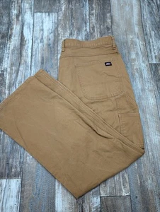 Dickies carpenter Pants Mens 42x32 Brown Canvas Utility Hammer Loop Straight - Picture 1 of 21