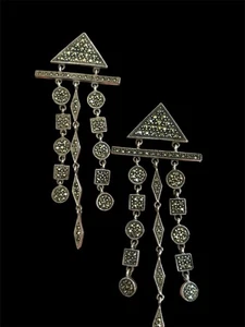 Vintage Judith Jack Chandelier Sterling Silber Markasiten Statement Ohrringe 925 - Bild 1 von 6