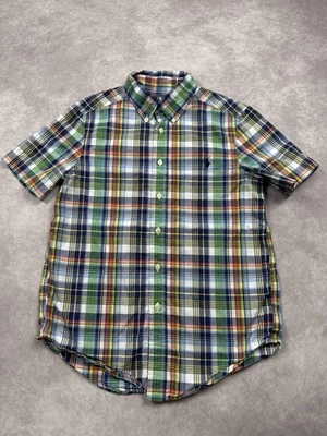 Ralph Lauren Shirt Boys Medium Multi Plaid Short Sleeve Button Down Pony Logo - Image 1 of 4