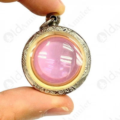 粉色圆形纳加眼泰国神圣真护身符宝石 100% 正品 L 码 — 第 1/4 张图片