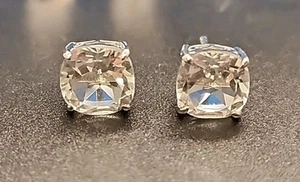 White Topaz Rhodium Over Sterling Silver Stud Earrings 4.37ctw DOK905 JTV NIB - Picture 1 of 8