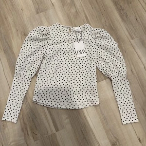 NWT ZaraGirls Polka Dot Puff Long Sleeve Crinkled Blouse  Pale  Green Size 11/12 - Picture 1 of 4