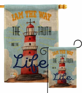 I Am The Way Burlap Garden Flag Religious Bible Verses Decorative Yard Banner - Picture 1 of 19