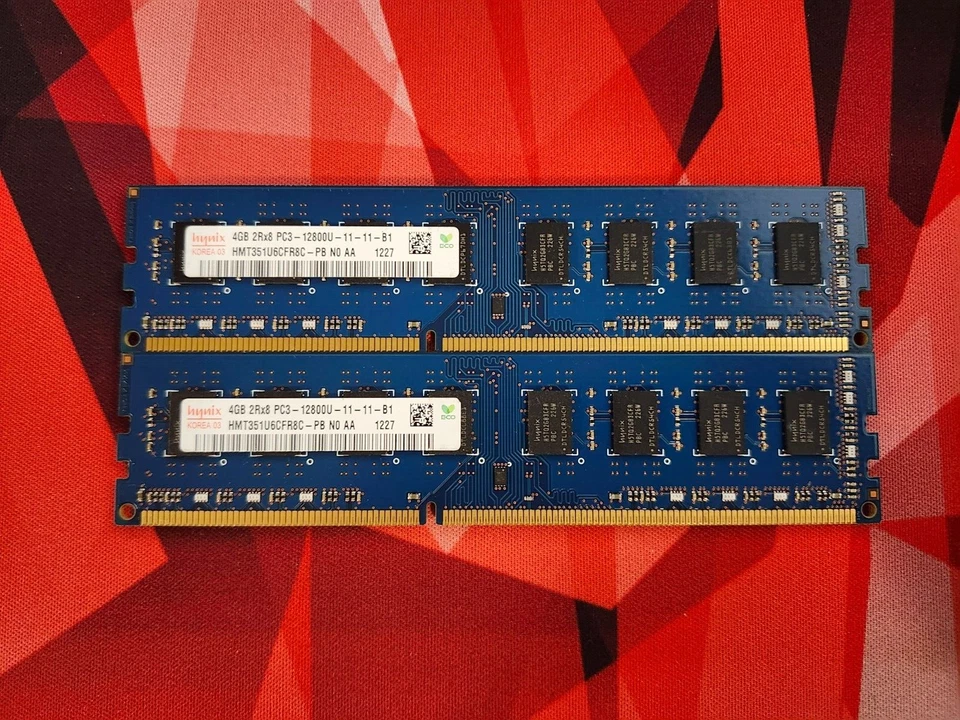 8GB ( 2X 4GB ) Hynix HMT351U6CFR8C-PB PC3-12800U DDR3 4GB RAM Memory - Image 1 of 1