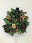 Christmas Candle Ring Wreath 3? Ring Pinecones Presents Greenery Vintage