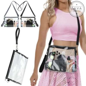 Clear Crossbody Purse Bag Stadium Approved Clear Tote Bag for Work Concert Sport - Picture 1 of 14