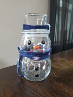  Candelabro de vidrio de mecha única muñeco de nieve transparente de Navidad pedestal plato de caramelo 🎄☃ Foto 1 de 4