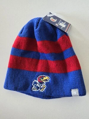 Kansas Jayhawks Beanie - Champion Winter Stocking Cap - Toboggan Hat - NEW - KU - Image 1 of 3