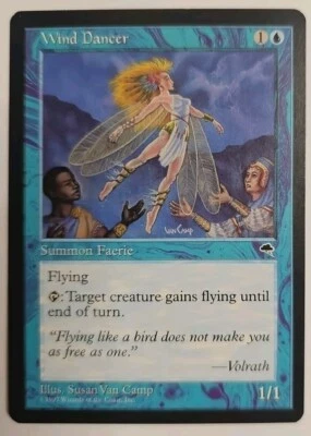 MTG Magic The Gathering Card Wind Dancer Summon Faerie Blue Tempest 1997 - Image 1 of 2