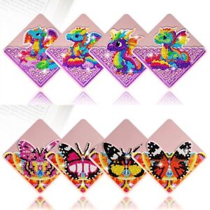 4 Pcs Multicolour PU Leather Bookmarks Triangle Diamond Art Bookmarks  Office