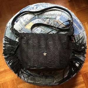 ASH BLACK GENUINE LEATHER FRINGE CROSSBODY BAG SOLD OUT NEW - Picture 1 of 12