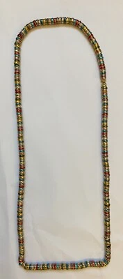 Lunga Collana Vintage Con Anelli Multicolore In Metallo Smaltato - Immagine 1 di 4