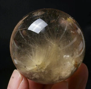 128g Boutique NATURAL PRETTY HAIR RUTILATED QUARTZ CRYSTAL SPHERE BALL HEALING - Picture 1 of 10