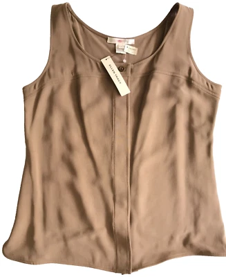 Orig $198 Ellen Tracy Silk Sleeveless Women Top Size 3 Caramel Brown Neimans NEW - Image 1 of 4