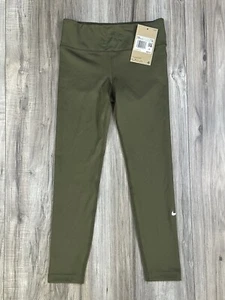 Nike Dri-FIT One Big Kids (Girls) Leggings DQ8836-222 Olive Green Size XS New - Picture 1 of 8