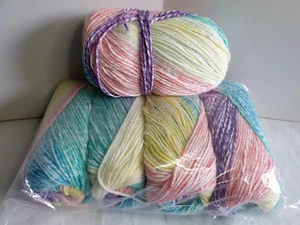 500gm FUNKY MULTI COLOURED BABY SOFT STRIPY WOOL YARN Job lot # 57 - Picture 1 of 3