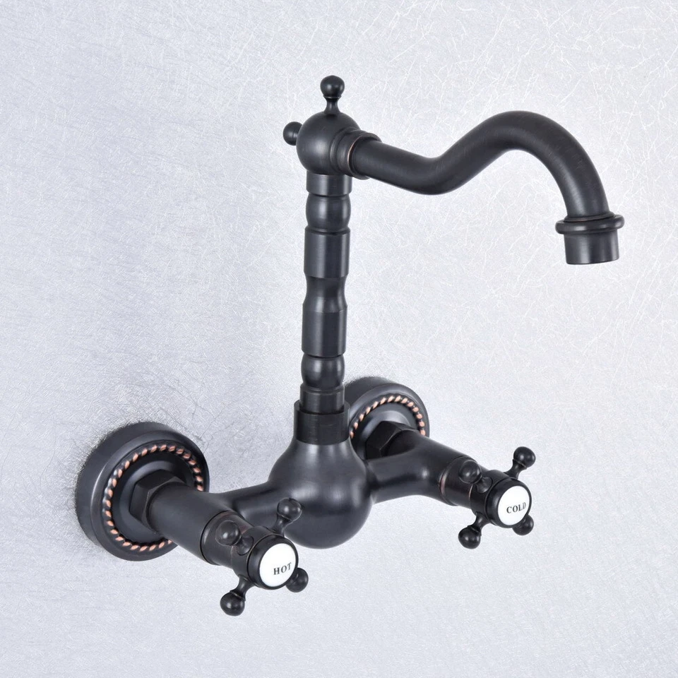 Black Oil Rubbed Brass Wall Mounted Kitchen Mixer Tap Bathroom Faucet ysf721 - Image 1 of 1