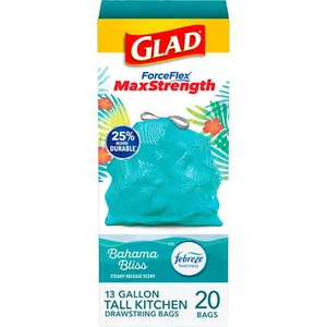 Kitchen Drawstring Trash Bags, 13 Gallon, Bahama Bliss, 20 Ct Free shipping - Picture 1 of 3