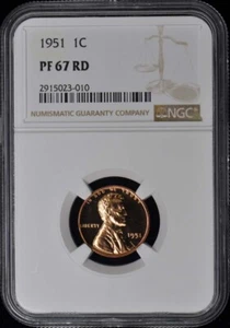 1951 Wheat Reverse Lincoln Cent (Proof) 1C NGC PR67RD - Picture 1 of 2