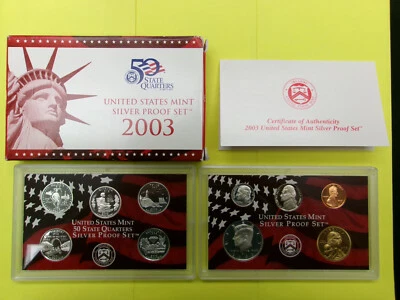 2003 U.S. Mint  Silver Proof Set - 10 Coins - 90% Silver  USPC03RB - Image 1 of 4