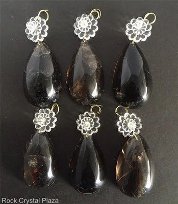 Piezas de araña de cuarzo de cristal de roca prismas ámbar media pera 128 mm (con roseta) 6 piezas Foto 1 de 4