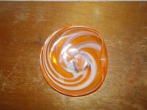 Vintage 1950's Kreiss Orange Cream Swirl Art Glass Dish Handblown In Japan - Picture 1 of 8