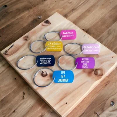 Custom Engraved Luggage ID tags (set of 6) with free chains. 10 color options! - Image 1 of 4