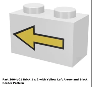 Lego 1x 3004p01 White Brick 1 x 2 with Yellow Left Arrow Space 6780 Rare! - Picture 1 of 1