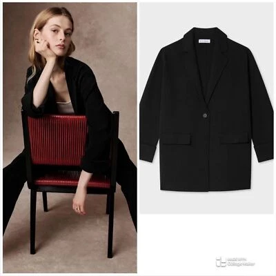 RRP US$395 White + Warren Superfine Organic Cotton Oversized Blazer black NWT M - Image 1 of 4