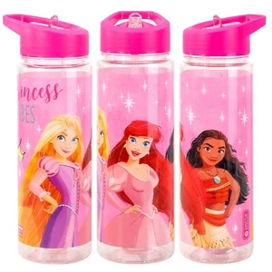 Disney Princess Water Bottle Flask With Straw Clear Childrens Kids Girls Moana - Picture 1 of 4