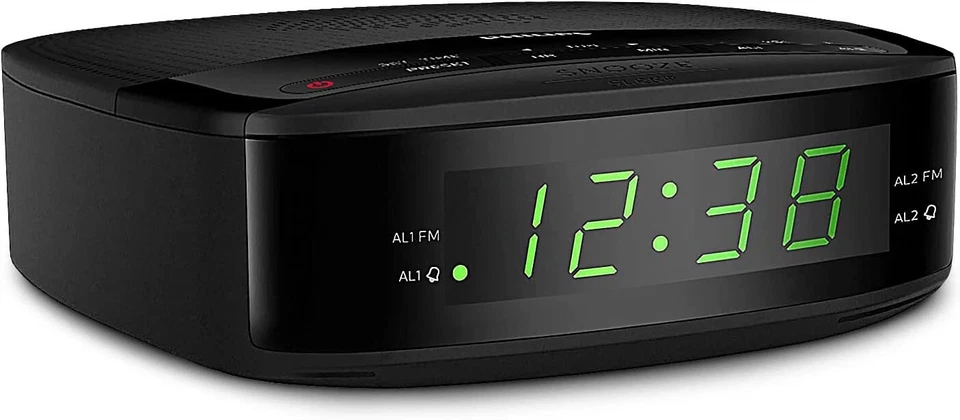 Philips Digital Alarm Clock FM Radio. LED Display, Easy Snooze. Sleep Timer. - Image 1 of 4