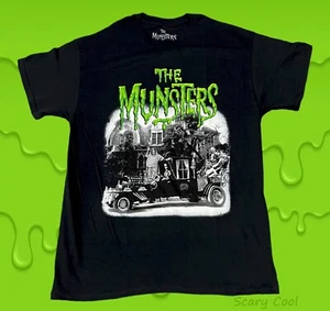 New The Munsters CBS 1964 Cast Poster Black Mens Vintage T-Shirt - Picture 1 of 2