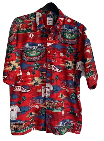 Anaheim Angels 2002 World Champions REYN SPOONER Hawaiian Shirt Mens Large Cover