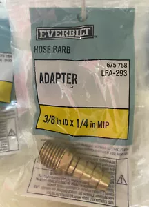 Brass Hose Barb Adapter 3/8” I.D. Barb x 1/4” MNPT • Everbilt™ LFA-293 (F4) - Picture 1 of 2