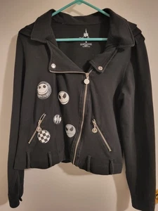 Disney Parks Nightmare Before Christmas Jack Skellington Crop Moto Jacket Sz XL - Picture 1 of 9