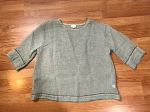 J Jill Pure Jill Linen Shirt Womens XL Sage Green Loosely Woven Round Neck - Picture 1 of 13
