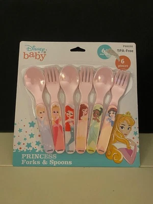 Juego de 6 tenedores y cucharas de princesa bebé Disney Foto 1 de 2