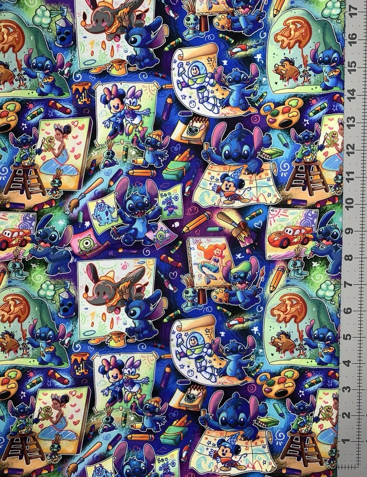 Disneys Artist Stitch Custom Fabric Fat Quarter 18x28” Woven Cotton - Image 1 of 1