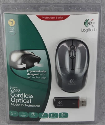 NEW Logitech V220 Cordless Optical Mouse Notebooks Laptop PC Mac Black FREE SHIP - Image 1 of 4